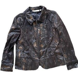 Bamboo Traders Jacket Metallic Snake Print Zip Long Sleeve‎ PS Petite S